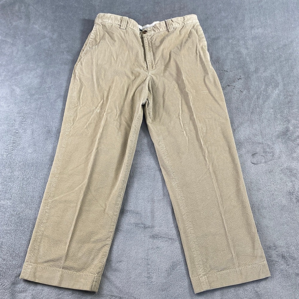 LL Bean Corduroy Pants Mens 38 Wide Wale Straight Leg Flat Front Cotton‎ Grandpa